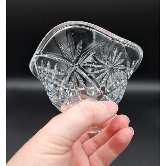 GORHAM Czech Floral & Fence Square Crystal Bowl Candy Dish (Small) 5" Clear - Picture 6 of 9